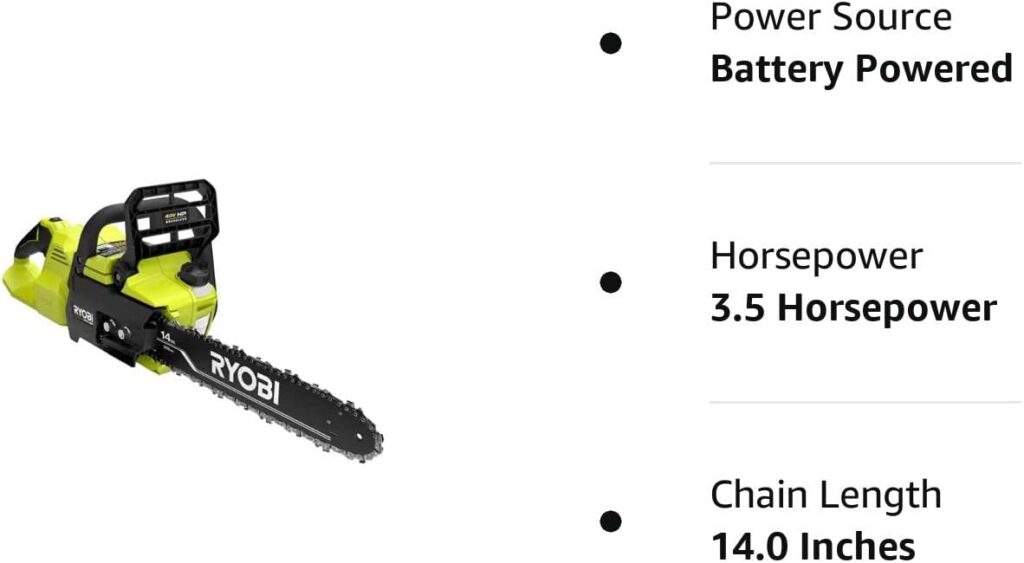 RYOBI 40-Volt HP Brushless 14 in. Electric Cordless Chainsaw (Tool Only) RY405010 (Bulk Packaged), black,yellow